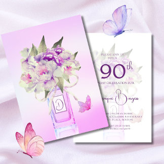 Elegant 90. Geburtstag Floral Bouquet Wasserfarbe Einladung