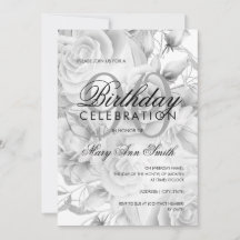 Elegant 90. Geburtstagsparty Floral Silver White