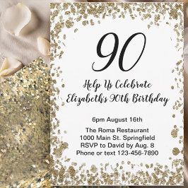 Elegant 90th Birthday Invitation Black and Gold Einladung