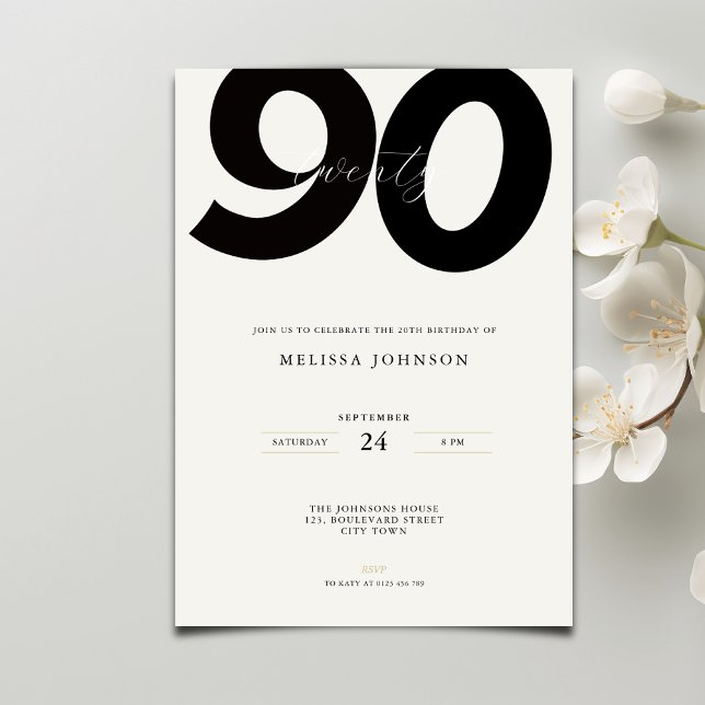 Elegant 90th Birthday Invitation - Minimal Style Einladung (Von Creator hochgeladen)