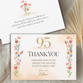 Elegant 95th Birthday - 95 Years Wildflowers Dankeskarte