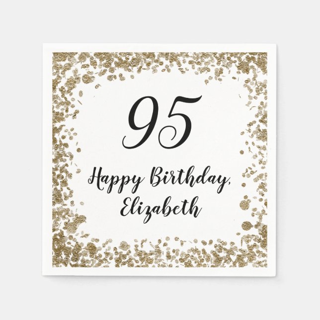 Elegant 95th Birthday Napkins With Gold Sequins Serviette (Vorderseite)