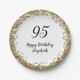 Elegant 95th Birthday Plates With Gold Sequins Pappteller