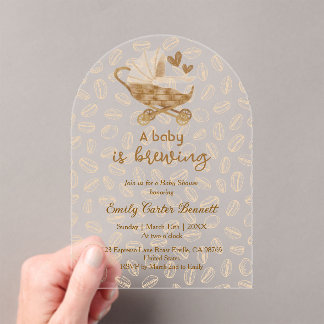 Elegant A Baby ist das Brewing Coffee Baby Shower Acryleinladungen