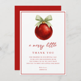 Elegant A Merry Little Christmas Baby Shower Dankeskarte