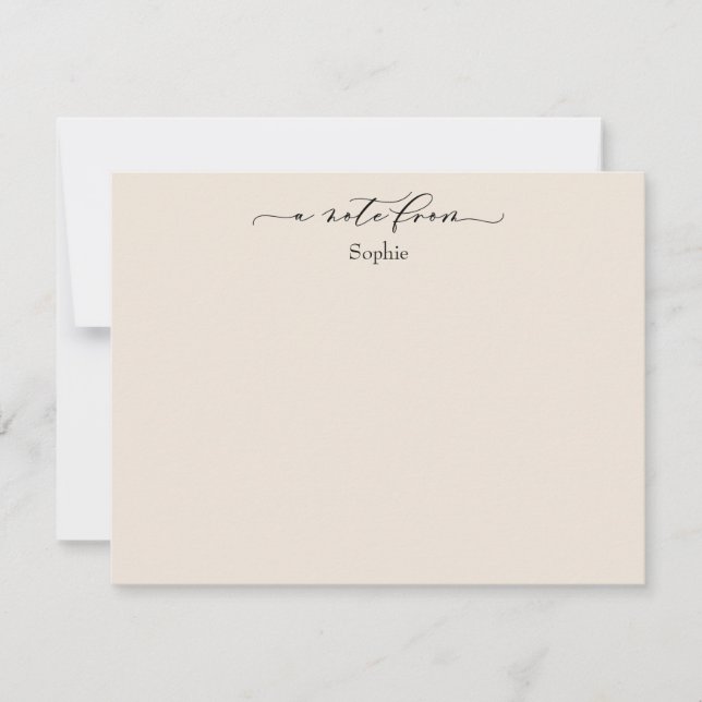 Elegant "A Note From", einfach in Cream Mitteilungskarte (Vorderseite)