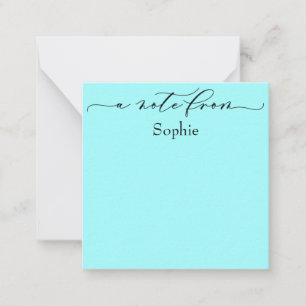 Elegant "A Note From" in Simple Aqua Mitteilungskarte
