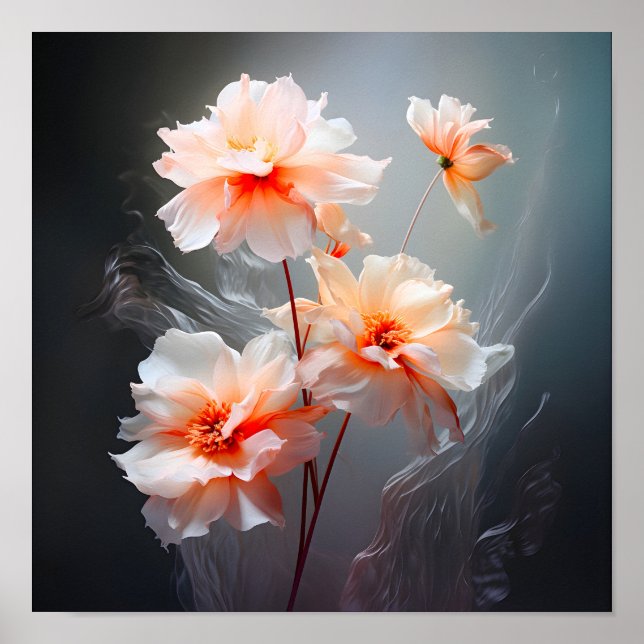 Elegant Abstract Blush Flower Misty Flow Poster (Vorne)