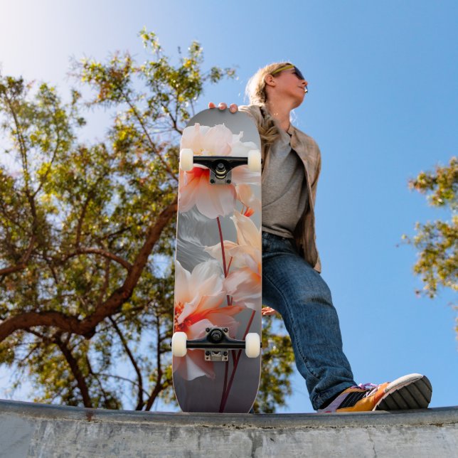 Elegant Abstract Blush Flower Misty Flow Skateboard (Außenbereich 1)