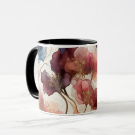 Elegant Abstract Floral Art Cup Modern Botanical  Tasse