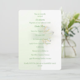 Elegant Abstract Floral Cross Baptism invitation Einladung