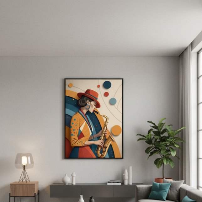 Elegant Abstract Jazz Woman Canvas Print Leinwanddruck (Elegant Abstract Jazz Woman Canvas Print)