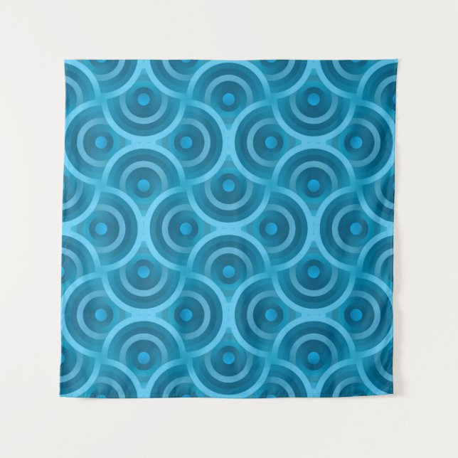 Elegant abstract ripple seamless Vintage blue back Wandteppich (Vorderseite)