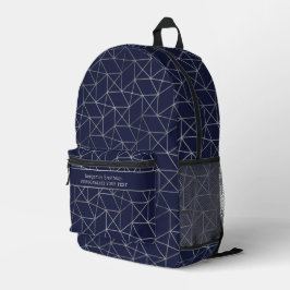 Elegant Abstrakt Geometric Navy Blue Add Name Men Bedruckter Rucksack