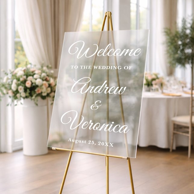 Elegant Acrylic Wedding Welcome Sign Script Names Acrylschild (Von Creator hochgeladen)