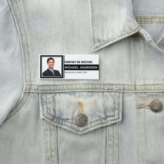 Elegant & Add-Logos Beruflicher Mitarbeiter Namensschild (Beispiel)