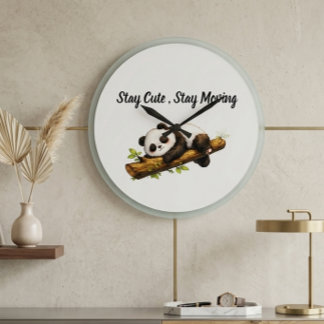 Elegant Aesthetic Panda Gift – Simple Minimal Cute Große Wanduhr