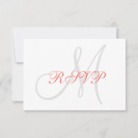 Elegant Affair Coral Gray Monogram Wedding RSVP