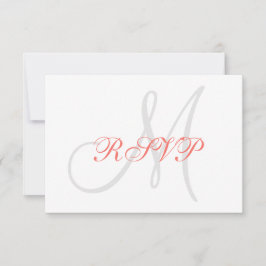 Elegant Affair Coral Gray Monogram Wedding RSVP