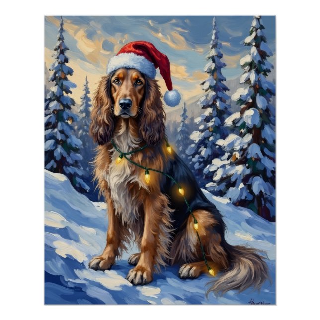 Elegant Afghan Hound Winter Wonderland Christmas Poster (Vorderseite)