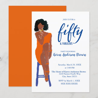 Elegant African American 50 und Fab Orange Einladung