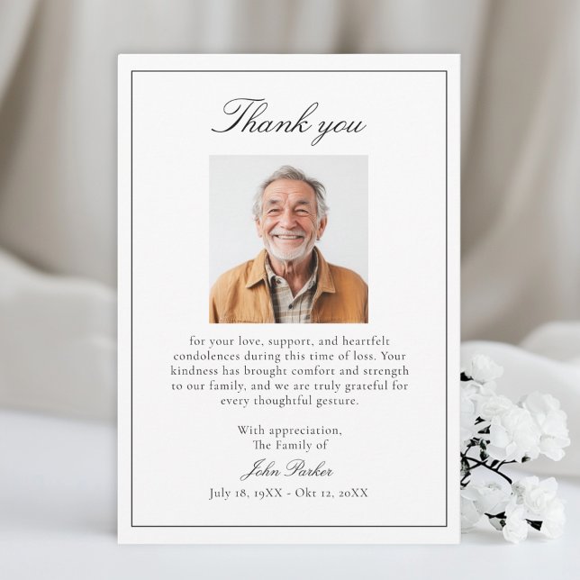 Elegant After Funeral Memorial Sympathy  Dankeskarte (Elegant After Funeral Memorial Sympathy Thank You Card)