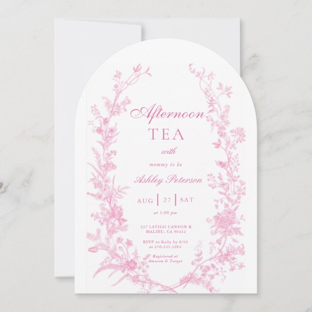 Elegant Afternoon Tea Party Girl Baby Shower Einladung (Vorderseite)