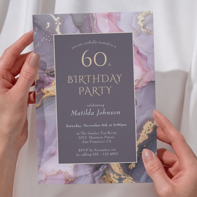 Elegant Agate 60. Geburtstagsparty Einladung (Elegant Agate 60th Birthday Party Invitation)