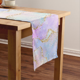 Elegant Agate Hübscher Osterpastel Glold Glitzer Kurzer Tischläufer