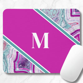 Elegant Agate Initial Monogram Mousepad