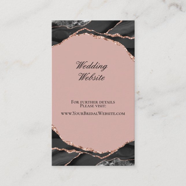 Elegant Agate Rose Gold Wedding Website Begleitkarte (Vorderseite)