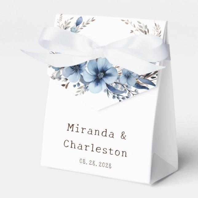 Elegant Airy Dusty Blue Floral Wedding Geschenkschachtel (Vorderseite)