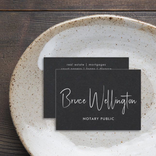 Elegant All Black Signature Script Notary Attorney Visitenkarte (Von Creator hochgeladen)