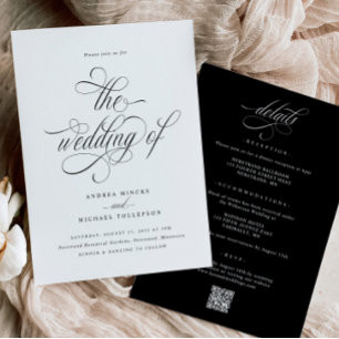 Elegant All in One Wedding Einladung mit Details