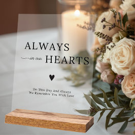 Elegant Always In Our Hearts Wedding Memorial Acrylschild