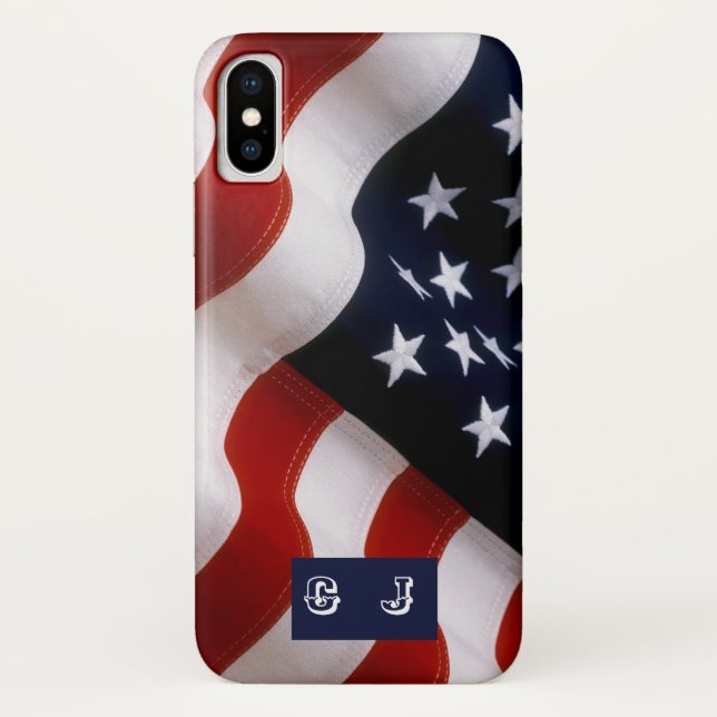 Elegant American Flag iPhone Custom Monogram Case-Mate iPhone Hülle (Rückseite)