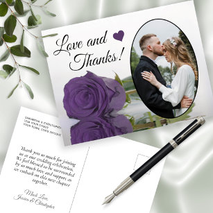 Elegant Amethyst Lila Rose Hochzeit Liebe & Danke Postkarte