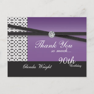 Elegant Amethyst Lila und Black Birthday Postkarte