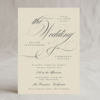 Elegant Ampersand Beige Kohle Die Hochzeit Einladung