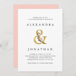Elegant Ampersand | Dusche aus Gold und Blush Paar Einladung