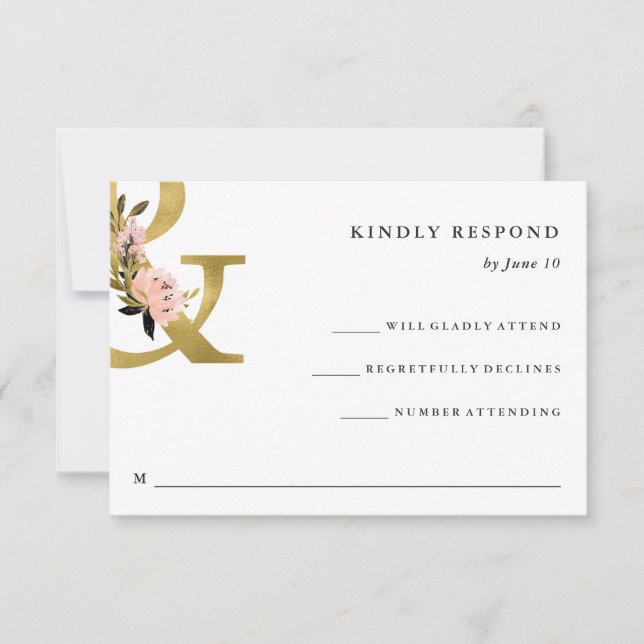 Elegant Ampersand | Gold and Blush Wedding RSVP (Vorderseite)