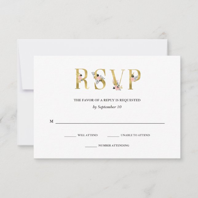 Elegant Ampersand | Gold and Blush Wedding RSVP (Vorderseite)