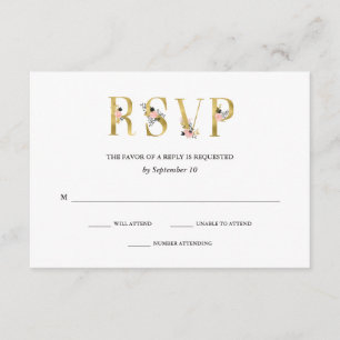 Elegant Ampersand Gold and Blush Wedding RSVP Karte