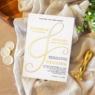 Elegant Ampersand Gold Modern Wedding Folieneinladung