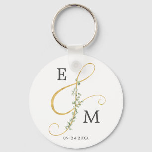 Elegant Ampersand Greenery Monogram Wedding Schlüsselanhänger