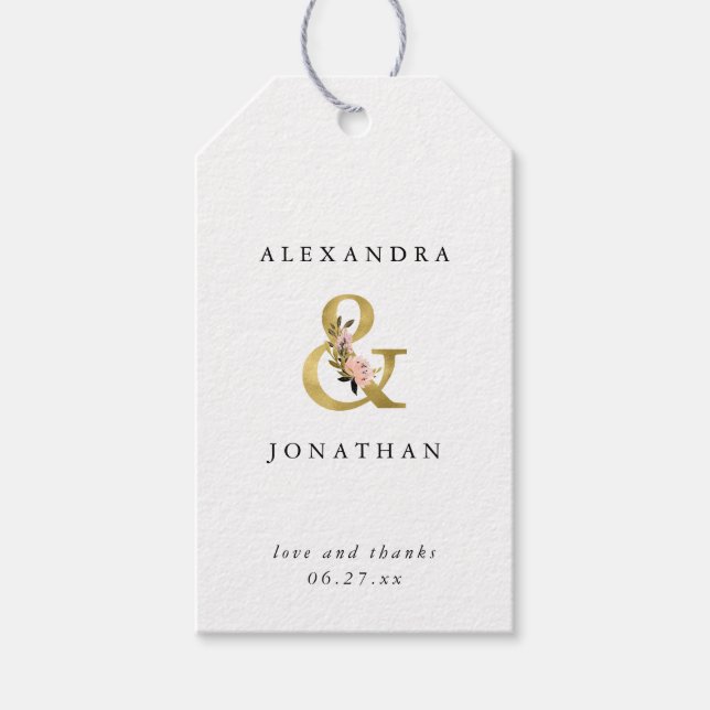 Elegant Ampersand | Hochzeit mit Gold und Blush Geschenkanhänger (Vorderseite)