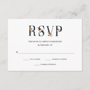 Elegant Ampersand RSVP für Schwarze und Weiße Ho Karte