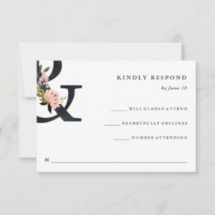 Elegant Ampersand RSVP für Schwarze und Weiße Ho Karte