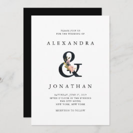 Elegant Ampersand | Schwarz-Weiß-Hochzeit Einladung