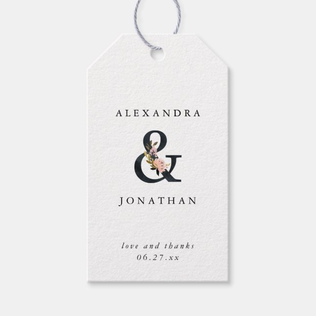 Elegant Ampersand | Schwarz-Weiß-Hochzeit Geschenkanhänger (Vorderseite)